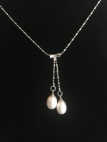 Never worn - white pearl drop necklace