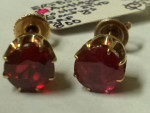14k Yellow Gold Antique Ruby stud Earrings