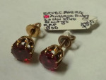 14k Yellow Gold Antique Ruby stud Earrings