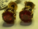 14k Yellow Gold Antique Ruby stud Earrings