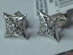 Sterling Silver Bridge Diamond Stud Earrings