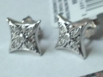 Sterling Silver Bridge Diamond Stud Earrings