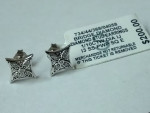 Sterling Silver Bridge Diamond Stud Earrings
