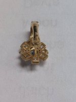 14k Yellow Gold with blue stone and Cz Huggie