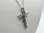 Ladies 1/4TCW Diamond 10k White Gold 1” Cross Pendant 11046852