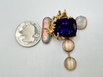 Custom 13+ Carat Natural Amethyst & Opal 14k Yellow Gold Pendant 20.24 Grams 110