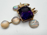Custom 13+ Carat Natural Amethyst & Opal 14k Yellow Gold Pendant 20.24 Grams 110