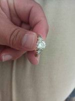 2.1 carat diamond ring w/ gold band & 0.5 carat Marquise cut side ston