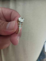 2.1 carat diamond ring w/ gold band & 0.5 carat Marquise cut side ston