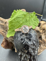 14K Rose Gold Halo Diamond Engagement Ring .60 Carat Center Finger Size 6.75