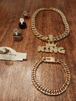 Men's jeweled necklace and bracelet