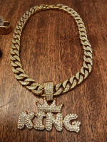 Men's jeweled necklace and bracelet