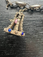 SALE Sterling silver and Gemstone Charm Bracelet