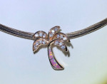 Rose Gold over Sterling 925 Omega Necklace & Crystal Palm Tree Pendant