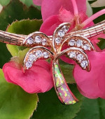 Rose Gold over Sterling 925 Omega Necklace & Crystal Palm Tree Pendant