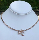 Rose Gold over Sterling 925 Omega Necklace w/Crystal Palm Tree Pendant