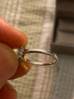 Real Pearl, White Gold 585 Diamond Ring size 6.5