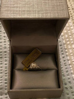 Real Pearl, White Gold 585 Diamond Ring size 6.5