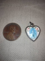 Sterling silver heart pendant/charm virgin mary