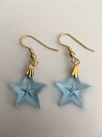 Swarovski Crystal Blue Star Earrings! NOS 1980's
