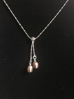 Never worn - dark grey pearl drop necklace