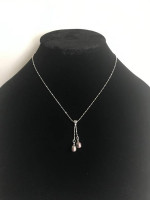 Never worn - dark grey pearl drop necklace