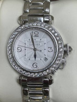 Cartier pasha 34mm 18k solid gold with factory diamond bezel