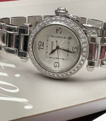 Cartier pasha 34mm 18k solid gold with factory diamond bezel