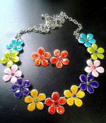 beautiful enamel necklace + earrings