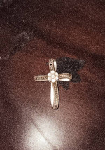 Sterling silver and diamond w/ black diamonds cross necklace pendant