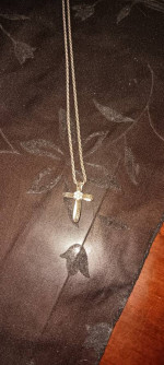Sterling silver and diamond w/ black diamonds cross necklace pendant