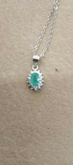 RUBY HEART, FIRE OPAL, EMERALD GEMSTONE PENDANTS SILVER NECKLACE