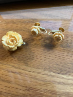 Van Dell 1/20 12K gold filled rose clip on earings and pendant