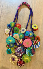 Platillos Recycled Textile Necklace, Beyond Threads Upbeat Boho Art