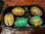 Paper Mache Trinket Box Handmade Hand-painted Kashmir India with 5 Egg