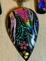 Handmade Dichroic Glass Pendant and Earring Set Boho