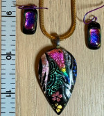 Handmade Dichroic Glass Pendant and Earring Set Boho