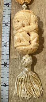 Faux Ivory Long Creative Necklace and Earrings of Three Wise Monkeys!