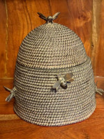 Artisan Made Pottery, One Small Bee Hive with Bees Inside and Outside