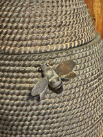 Artisan Made Pottery, One Small Bee Hive with Bees Inside and Outside
