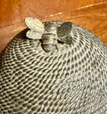 Artisan Made Pottery, One Large Bee Hive with Bees Inside and Outside
