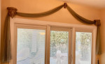Elephant Pair Window or Door Swag, Valence Accent Bronze Organza