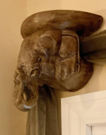 Elephant Pair Window or Door Swag, Valence Accent Bronze Organza