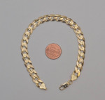 Gold chain 10k solid yellow cuban curb link bracelet 9 in 8.4 mm 18.8