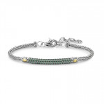 Samuel B Collection Sterling Silver & 18k Yellow Gold 7.5" Pave' Brace