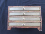 SMALL 4-DRAWER WOODEN JEWELRY TRINKET CHEST - 9"x4.5"x6" - DETAILED DR