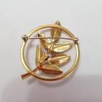 VTG Forstner 1/20 12KT G.F.Textured Leaves N 3 Faux Pearls Circle Pin