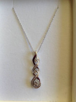 NEW WHITE SAPPHIRE TWIST INFINITY PENDANT