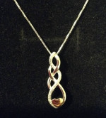 NEW ROSE GOLD HEART NECKLACE SET IN STERLING SILVER