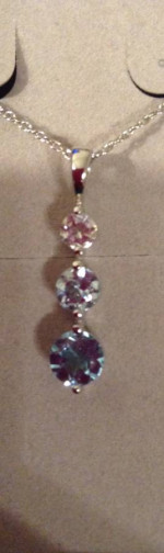 BLUE AND WHITE DIAMOND NECKLACE IN STERLING SILVER